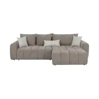 Sofá rinconera derecho Chill_Me convertible con arcón de chenilla marrón