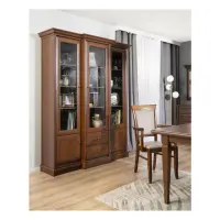 Vitrina Kent 168 cm con 5 puertas y 2 cajones castaño