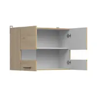 Armario superior de cocina Junona Line 80 cm de dos puertas con vitrina roble bernstein