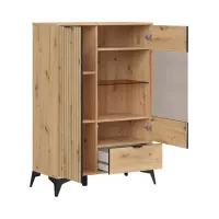 Vitrina Lamea 90 cm con 2 puertas y un cajón roble artisan