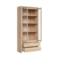 Vitrina Kaspian 90 cm con 2 puertas y 2 cajones roble sonoma