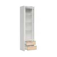 Vitrina Kaspian 56 cm con puerta y 2 cajones blanco/roble sonoma