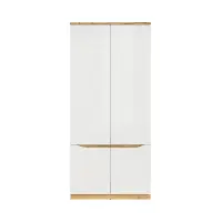 Armario de cuatro puertas Nuis 90 cm roble wotan/blanco brillo
