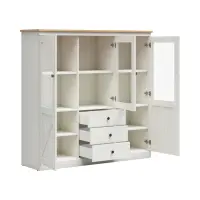 Витрина Frija 153 см с 3 дверцами и 3 ящиками сосна андерсен белая