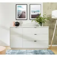 Cómoda Forn 156 cm con puertas y 3 cajones blanco brillo