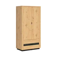 Armario de dos puertas Ostia 100 cm con cajones roble artisan/roble negro