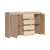 Cómoda Kaspian 144 cm con 2 puertas y 4 cajones roble sonoma