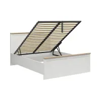 Łóżko Loksa B 160x200 ze stelażem i pojemnikiem sosna andersen biała