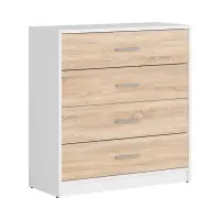 Cómoda Nepo Plus 80 cm con 4 cajones blanco/roble sonoma