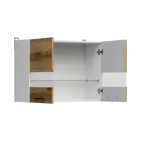 Armario de cocina superior Junona Line 80 cm de dos puertas con vitrina roble delano claro