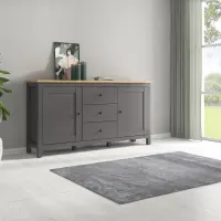 Cómoda Hesen 186 cm con 2 puertas y 3 cajones grafito/roble artisan
