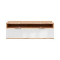 Mueble tv Zele con 2 cajones roble artisan/blanco brillo