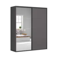 Armario de puertas correderas Flex 200 cm con espejo grafito