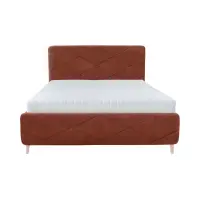 Cama tapizada Bondo 140x200 con arcón y somier naranja