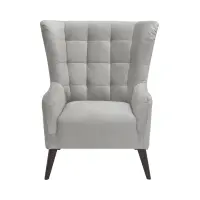 Sillón orejero Casey de terciopelo gris claro