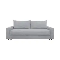 Sofá de tres plazas Garcia convertible con arcón de terciopelo gris