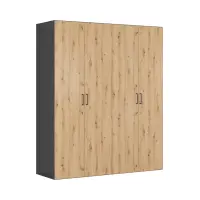 Armario modular Flex 200 cm con 4 puertas grafito/roble artisan