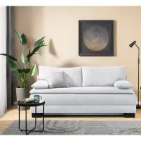 Sofá de tres plazas Lindon convertible con arcón, chenilla gris