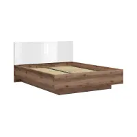 Cama Forn 160x200 con somier y arcón roble delano oscuro/blanco