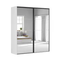 Armario de puertas correderas Flex 200 cm con espejo blanco