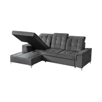 Sofá rinconera izquierdo Ariado plegable con arcón terciopelo gris