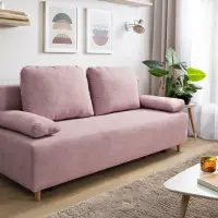 Sofá cama de tres plazas Sun con arcón rosa