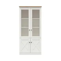 Витрина Frija 93 см с 4 дверцами сосна андерсен белая