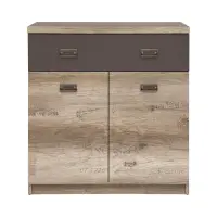 Cómoda Malcolm 80 cm con 2 puertas y un cajón roble canyon monument/gris tungsteno/roble canyon monument estampado