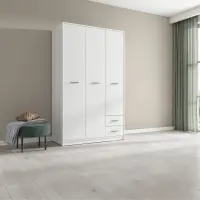 Armario de tres puertas Nepo Plus 118 cm con cajones blanco