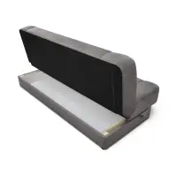 Sofá cama de tres plazas Lami plegable con arcón gris