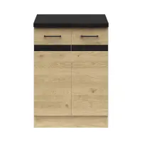 Mueble bajo de cocina Junona Line 60 cm de dos puertas roble bernstein con encimera