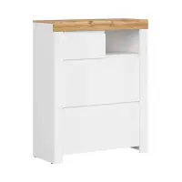 Zapatero Holten 92 cm blanco brillo/roble wotan