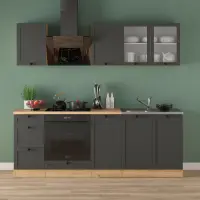 Кухонный гарнитур Junona Line 220 см графитовый