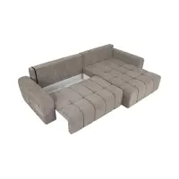 Sofá rinconera derecho Chill_Me convertible con arcón de chenilla marrón