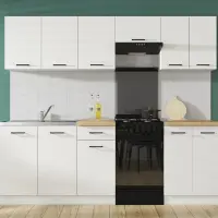 Кухонний гарнітур Junona Line 230 см крейдяний глянець зі стільницею