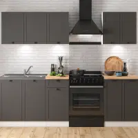 Conjunto de cocina Junona Line A 180 cm grafito con encimera
