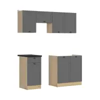 Conjunto de cocina Junona Line 170 cm grafito con encimera