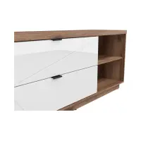 Mueble TV Forn 156 cm con 2 cajones y un estante roble delano oscuro/blanco brillo