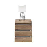 Mesita de noche Saturn 45 cm con 3 cajones roble flagstaff oscuro