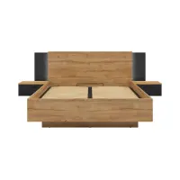 Cama Maio 160x200 con somier y contenedor roble waterford
