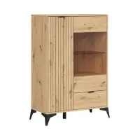 Vitrina Lamea 90 cm con 2 puertas y un cajón roble artisan