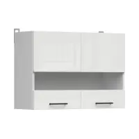 Armario de cocina superior Junona Line 80 cm de dos puertas con vitrina brillo tiza