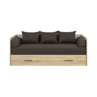 Cama extensible Tetrix roble sonoma 80-160x200 con contenedor colchón y cojines marrón