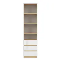 Estantería Nandu 50 cm con 3 cajones y 4 estantes gris claro/roble polaco