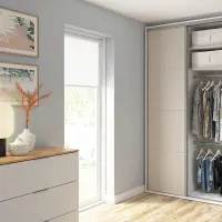 Armario de puertas correderas Flex 120 cm con espejo blanco/cachemira