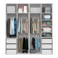 Armario modular Flex 200 cm con puertas y espejo blanco brillo