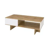 Coffee table Zele 120x60 with shelf wotan oak/white gloss