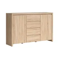 Cómoda Kaspian 144 cm con 2 puertas y 4 cajones roble sonoma