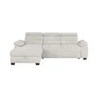 Sofá rinconera izquierda Aguda convertible con arcón beige