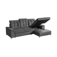 Sofá rinconera derecho Ariado convertible con arcón de terciopelo gris